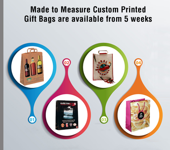 Made to Measure Custom Printed Gift Bags are available from 5 weeks