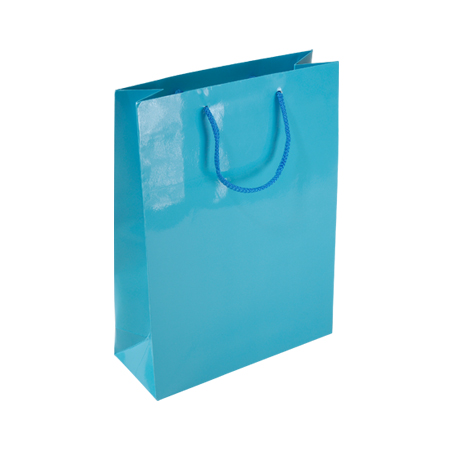 PSB84MG - Medium Sky Blue Gloss Laminated Paper Bags